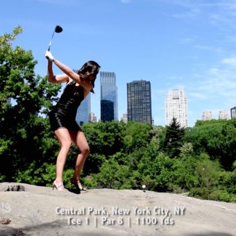 Sandra Gal beim Street Golf in New York – hier im Central Park.