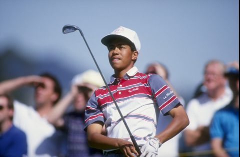 27 Feb 1992: Tiger Woods spielte als damals 16-jähriger Teenager bei der Los Angeles Open sein erster PGA Tour Turnier als Amateur im Riviera Country Club (Kalifornien). Mandatory Credit: Gary Newkirk /Allsport