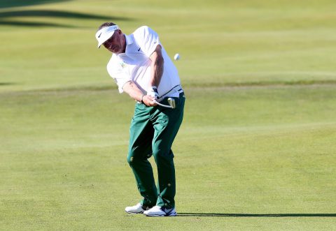 ST ANDREWS, SCOTLAND - SEPTEMBER 29:  Sir Ian Botham in action during the first practise round of the 2015 Alfred Dunhill Links Championship at The Old Course on September 29, 2015 in St Andrews, Scotland.  (Photo by Mark Runnacles/Getty Images)