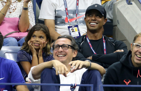 Tiger Woods mit seiner Tochter Sam bei den US Open in New York.