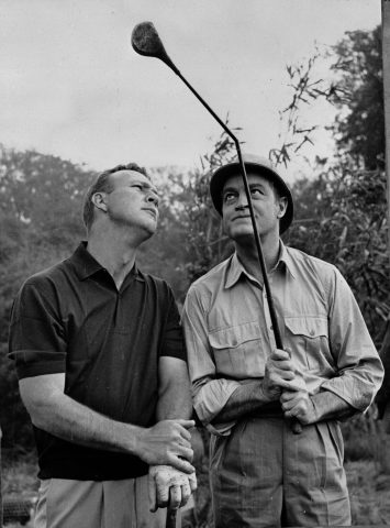 Bob Hope und Palmer. Nicht im Bild: Der Grund für den gebrochenen Schaft.