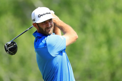 AUSTIN, TX - MARCH 26: Dustin Johnson tees off on the 3rd hole during the final match of the World Golf Championships-Dell Technologies Match Play at the Austin Country Club on March 26, 2017 in Austin, Texas. (Photo by Richard Heathcote/Getty Images)