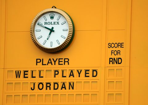 SOUTHPORT, ENGLAND - JULY 23: The final scoreboard congratulates Jordan Spieth of the United States on his victory during the final round of the 146th Open Championship at Royal Birkdale on July 23, 2017 in Southport, England. (Photo by Andrew Redington/Getty Images)