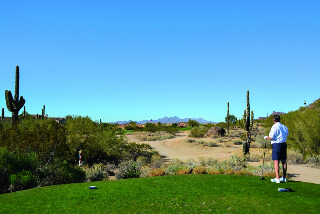 Las Sendas Golf Club in Mesa im Valley of the Sun. Hier Abschlag Bahn 6. Foto: I.v.Wilcke