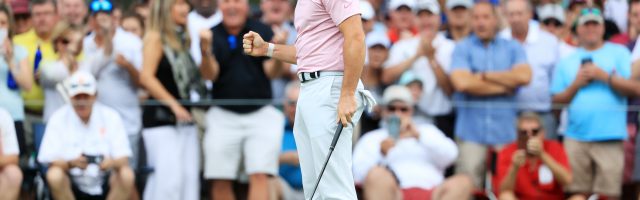 TOUR Championship - Final Round ATLANTA, GEORGIA - AUGUST 25: Rory McIlroy of Northern Ireland reacts to his birdie on the 13th green during the final round of the TOUR Championship at East Lake Golf Club on August 25, 2019 in Atlanta, Georgia. (Photo by Streeter Lecka/Getty Images) 