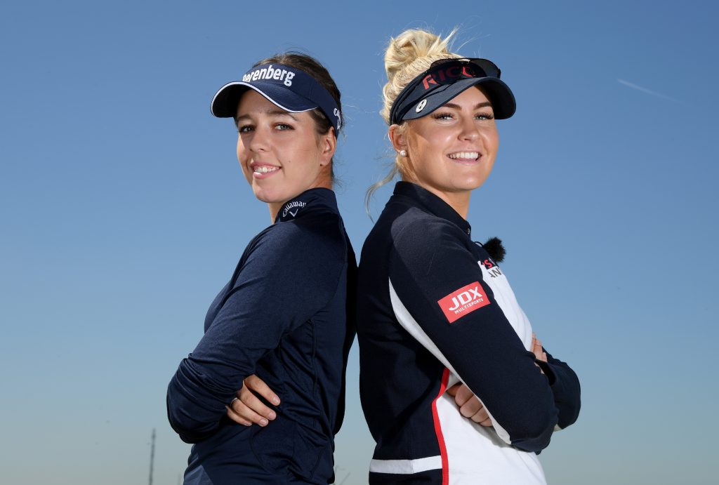 Ein starkes Duo für den Solheim Cup 2019 – Georgia Hall und Charley Hull (beide aus England). Hier bei Golf Sixes 2018. (Foto: Getty Images).