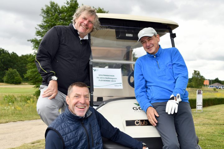 Strahlen selbst nach drei Runden Golf noch: Christian Frick, Dirk Bleich und Stephan Schäfer (von links). (Foto: Elke A. Jung-Wolff)