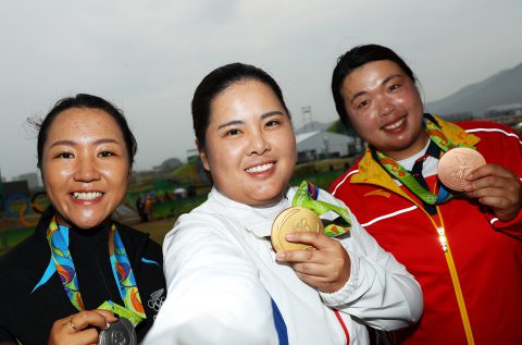 Inbee Park (Mitte) aus Südkorea ist die amtierende Goldmedaillensiegerin aus den Olympischen Spielen 2016 in Rio