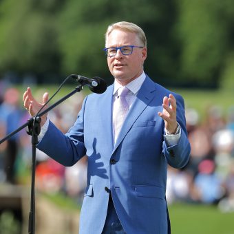 European Tour Keith Pelley bei einer Ansprache