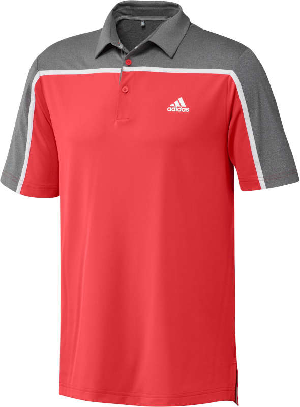 »Ultimate 3Stripe«: Poppiger Style bei vollkommener Funktion – dieses moderne Adidas-Polo-Shirt sieht nicht nur gut aus, es ist durch das 4-Wege-Stretch-Material und den UV-Sonnenschutz sehr komfortabel und zugleich ein schützendes Utensil auf jeder Golfrunde. Farben: Koralle/Grau, Dunkelgrau / Schwarz, Weiß/ Grau Preis: 64,95 Euro