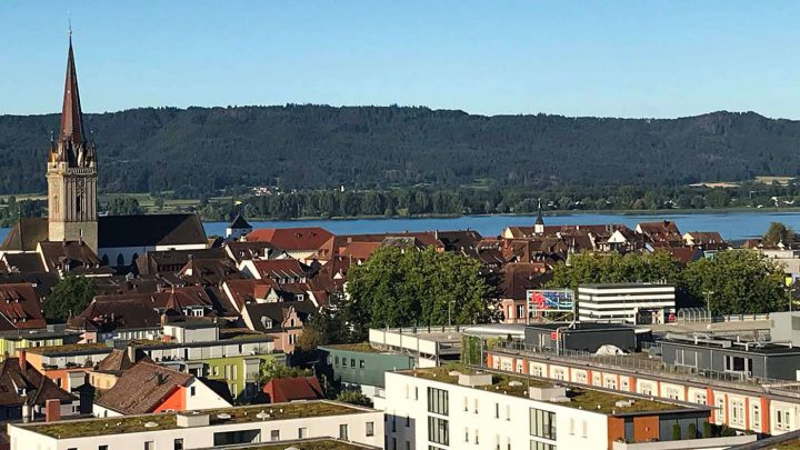 Golfen am Bodensee: Der Ausblick vom Hotel Aquaturm am Bodensee.