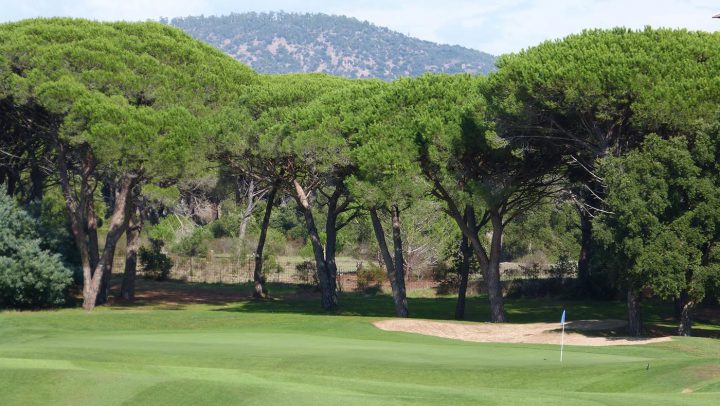 Zahlreiche stattliche Pinien charakterisieren neben weiten, offenen Fairways diesen Platz.