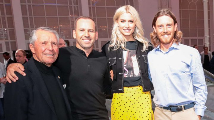 Eine Legende, zwei, die Legenden werden wollen und ein Top-Model: Gary Player, Sergio Garcia, Tommy Fleetwood und Lena Gercke