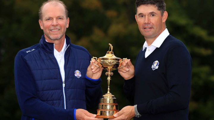 Kommt es zum Duell beim Ryder Cup? Steve Stricke (USA) und Padraig Harrington (Europa,re)