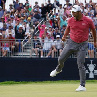 Jon RAHM (ESP) reacts after making a birdie putt on the 17th hole during the fourth round of the 2021 U.S. Open Championship in golf at Torrey Pines Golf Course in San Diego, California, USA on June 20, 2021. Photo by J.D. Cuban /AFLO / GPA