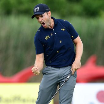 BRNO, CZECH REPUBLIC - JULY 04: Marcel Schneider of Germany celebrates after winning the Kaskada Golf Challenge during Day Four of the Kaskada Golf Challenge at Kaskada Golf Resort on July 04, 2021 in Brno, Czech Republic. (Photo by Johannes Simon/Getty Images)