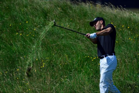 Martin KAYMER (GER) plays brilliant second shot from the left hand rough at 2nd par 4 during first round,The Open 2021, Royal St Georges, Sandwich, Kent,England.