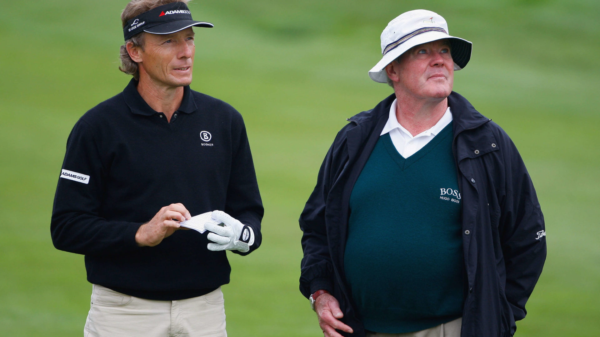 COLOGNE, GERMANY - SEPTEMBER 12: Bernhard Langer of Germany with his coach Willie Hoffmann during the pro - am of The Mercedes-Benz Championship at The Gut Larchenhof Golf Club on September 12, 2007, in Pulheim, near Cologne, Germany. (Photo by Stuart Franklin/Getty Images)