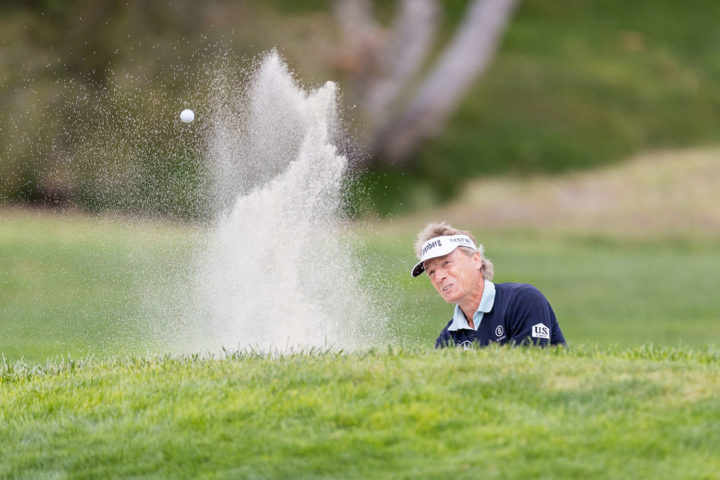 pga of germany-awards-2021-26/09/2021 PGA TOUR Champions 2021, PURE Insurance Championship, Pebble Beach Golf Links, Monterey Peninsula, CA, USA. 24-26 Sep. Bernhard Langer of Germany bunker shot during the final round.