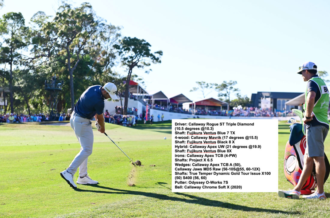 PALM HARBOR, FLORIDA - MARCH 20: Sam Burns of the United States plays a shot on the 18th hole during the final round of the Valspar Championship on the Copperhead Course at Innisbrook Resort and Golf Club on March tour new-20, 2022 in Palm Harbor, Florida. (Photo by Julio Aguilar/Getty Images)