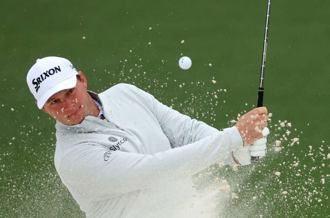 AUGUSTA, GEORGIA - APRIL 09: Sepp Straka of Austria plays his shot from the bunker on the second hole during the third round of the Masters at Augusta National Golf Club on April 09, 2022 in Augusta, Georgia. (Photo by Andrew Redington/Getty Images)