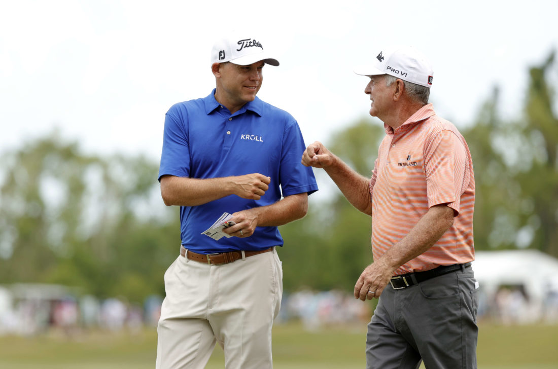 AVONDALE, LOUISIANA - APRIL 23: Jay Haas and Bill Haas walk from the 18th green during the third round of the Zurich Classic of New Orleans at TPC Louisiana on April 23, 2022 in Avondale, Louisiana. (Photo by Sarah Stier/Getty Images) tour news