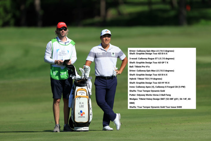 MCKINNEY, TEXAS - MAY 12: K.H. Lee of South Korea waits to play a shot on the 13th hole during the first round of the AT&T Byron Nelson at TPC Craig Ranch on May 12, 2022 in McKinney, Texas. (Photo by Sam Greenwood/Getty Images)