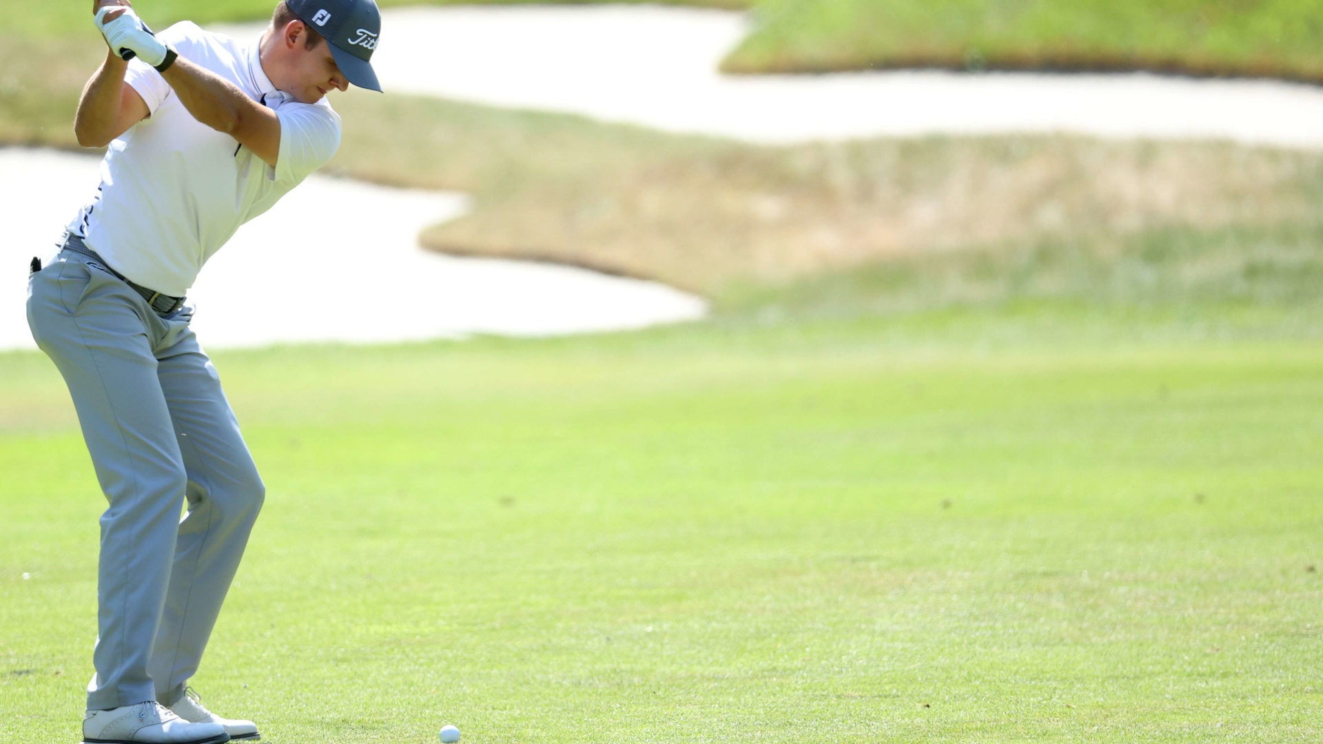 ANTWERPEN, BELGIUM - MAY 15: Yannik Paul of Germany hits his second shot on the 8th hole during Day Four of the Soudal Open at Rinkven International Golf Club on May 15, 2022 in Antwerpen, Belgium. tour news (Photo by Warren Little/Getty Images)