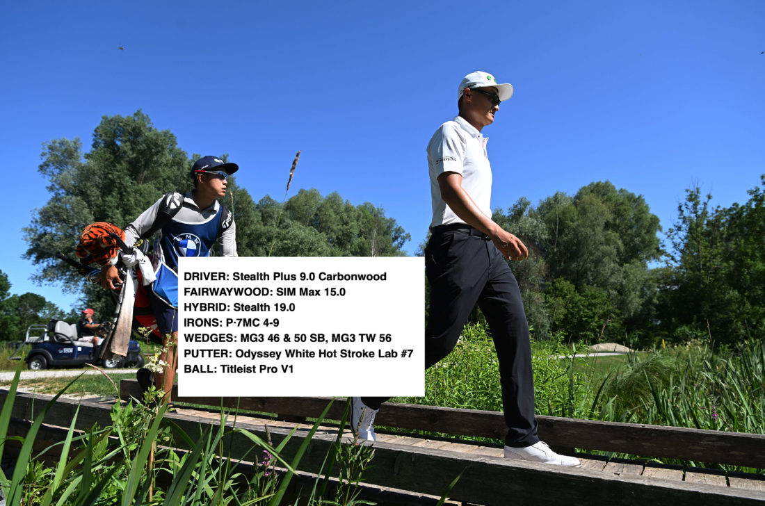 MUNICH, GERMANY - JUNE 26: Haotong Li of China walks over a bridge on the 12th hole during Day Four of the BMW International Open at Golfclub Munchen Eichenried on June 26, 2022 in Munich, Germany. TOUR NEWS(Photo by Stuart Franklin/Getty Images)