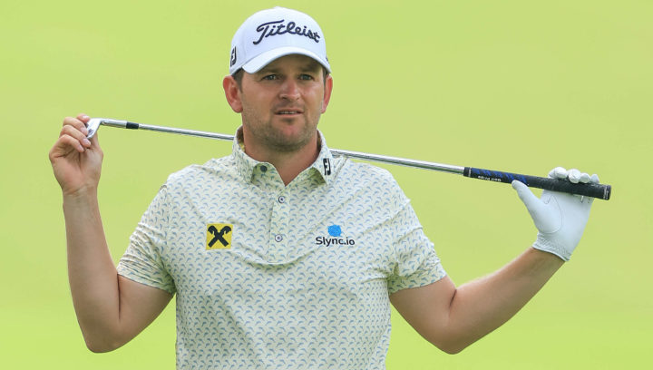 TULSA, OKLAHOMA - MAY 20: Bernd Wiesberger of Austria plays his second shot on the 16th hole during the second round of the 2022 PGA Championship at Southern Hills Country Club on May 20, 2022 in Tulsa, Oklahoma. (Photo by David Cannon/Getty Images)