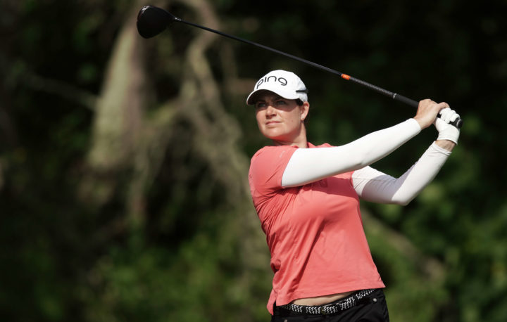 GALLOWAY, NEW JERSEY - JUNE 10: Caroline Masson of Germany plays her shot on the 16th tee during the first round of the ShopRite Classic at Seaview Bay Course on June 10, 2022 in Galloway, New Jersey. tour news (Photo by Omar Rawlings/Getty Images)