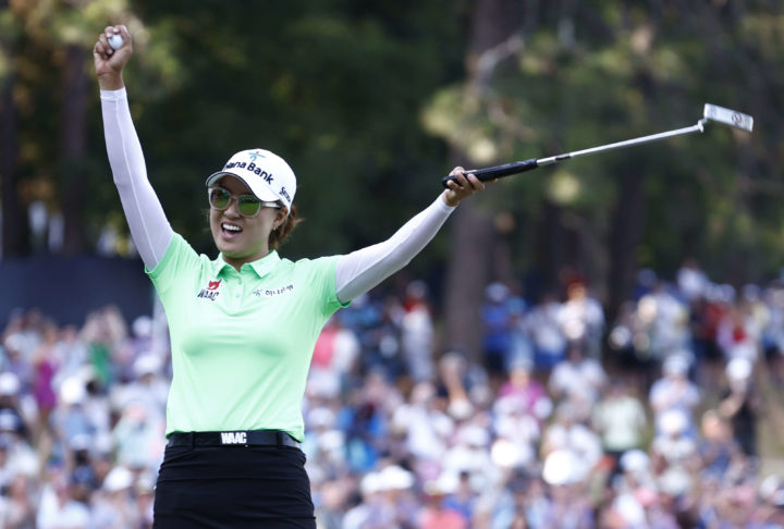 SOUTHERN PINES, NORTH CAROLINA - JUNE 05: Minjee Lee of Australia reacts after winning the 77th U.S. Women's Open at Pine Needles Lodge and Golf Club on June 05, 2022 in Southern Pines, Northtour news Carolina. (Photo by Jared C. Tilton/Getty Images)