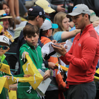 AUGUSTA, GA - APRIL 06: Martin Kaymer of Germany signs autographs during a practice round prior to the start of the 2016 Masters Tournament at the Augusta National Golf Club on April 6, 2016 in Augusta, Georgia. (Photo by Scott Halleran/Getty Images for Golfweek)