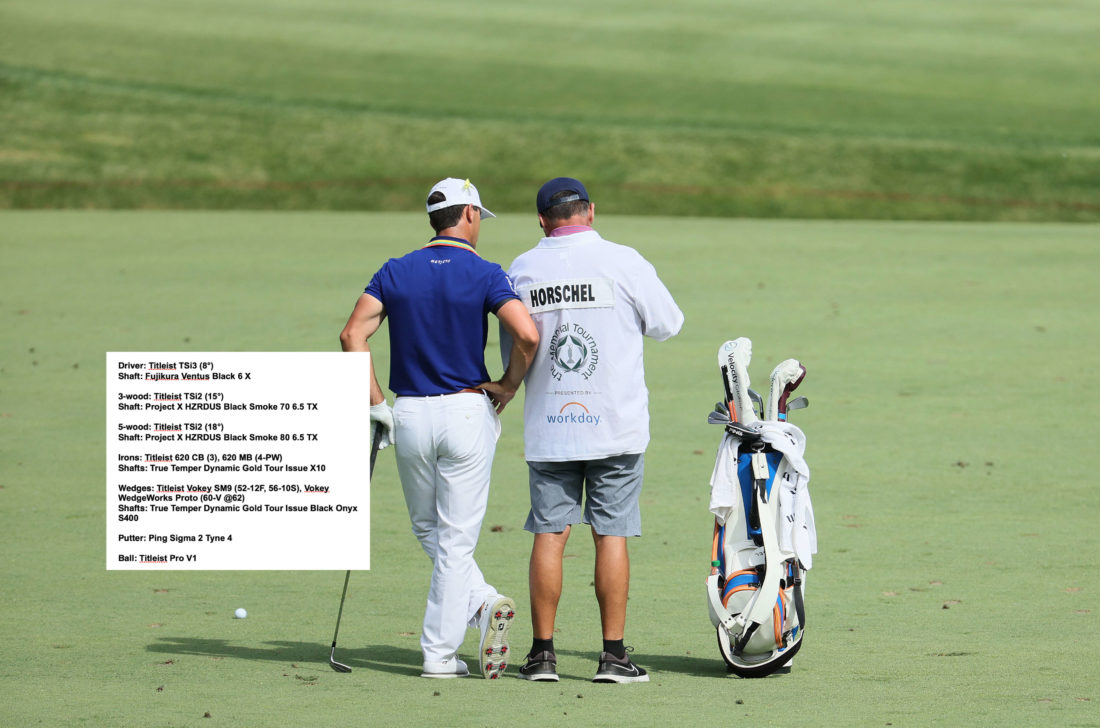 DUBLIN, OHIO - JUNE 05: Billy Horschel of the United States talks with his caddie Mark Fulcher on the 14th hole during the final round of the Memorial Tournament presented by Workday at Muirfield Village Golf Club on June 05, 2022 in Dublin, tour news Ohio. (Photo by Andy Lyons/Getty Images)