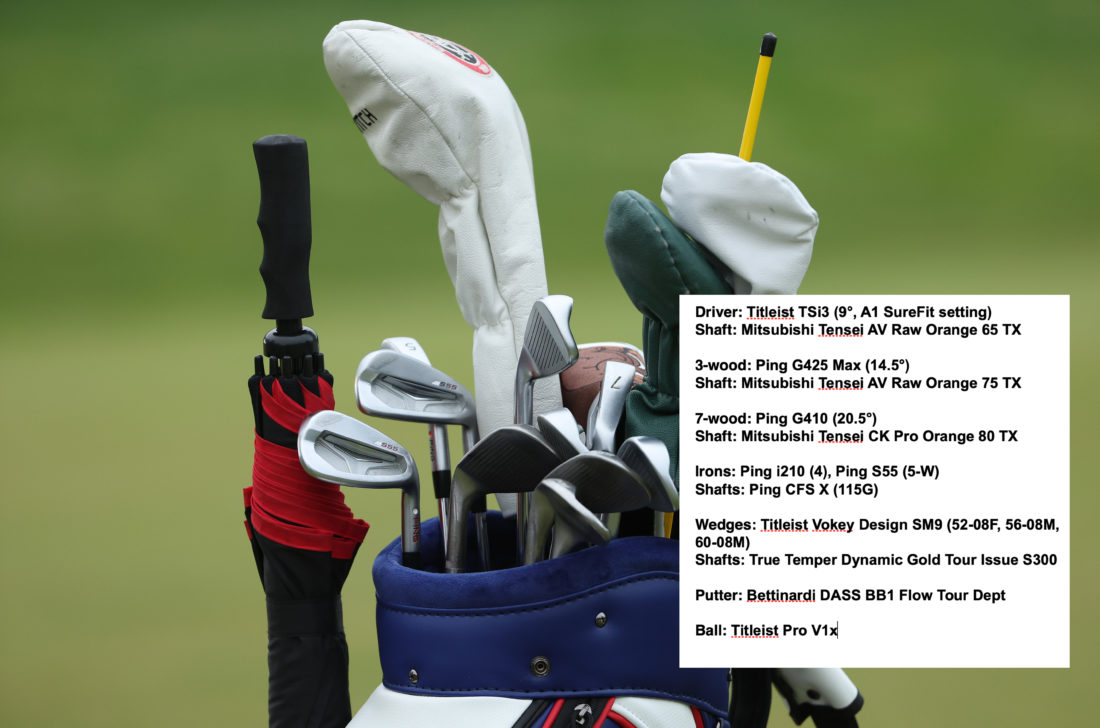 BROOKLINE, MASSACHUSETTS - JUNE 19: A detailed view of a golf bag and clubs belonging to Matt Fitzpatrick of England are seen during the final round of the 122nd U.S. Open Championship at The Country Club on June 19, 2022 in Brookline, Massachusetts. tour news (Photo by Patrick Smith/Getty Images)