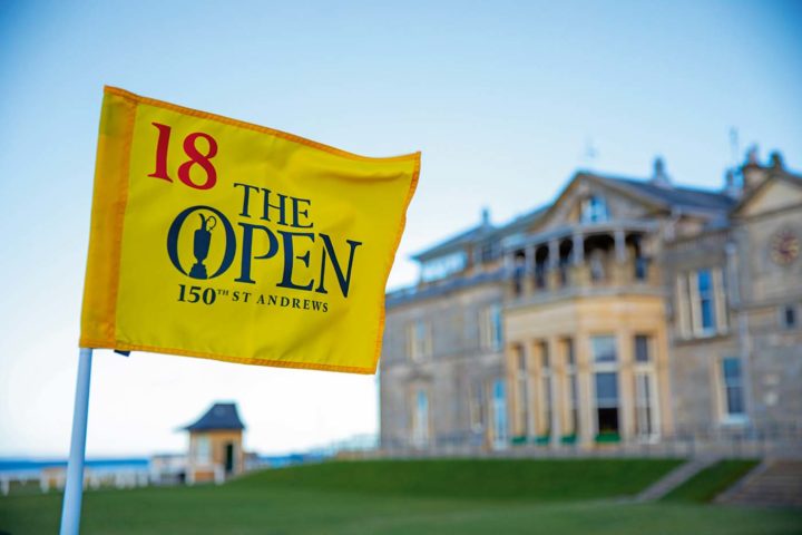 ST ANDREWS, SCOTLAND - FEBRUARY 14:A pin flag is pictured in front of the R&A Clubhouse with 150 Days to go until The 150th Open at St Andrews on February 14,2022 in St Andrews,Scotland. (Photo by Liam Allan/R&A/R&A via Getty Images)