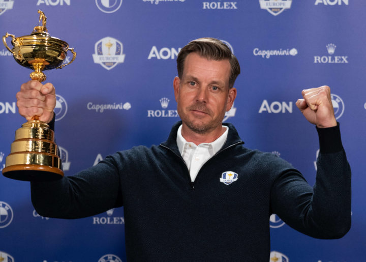 ORLANDO, FL - MARCH 15: 2023 European Ryder Cup Captain, Henrik Stenson during the 2023 European Ryder Cup Captain Press Conference at Golf Channel Studio on March 15, 2022 in Orlando, Florida. (Photo by Hailey Garrett)