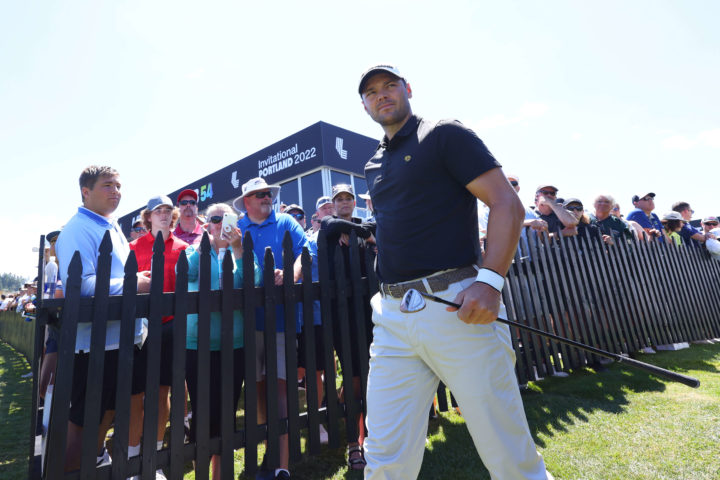 NORTH PLAINS, OREGON - JUNE 30: Team Captain Martin Kaymer of Cleeks GC walks by fans as he heads to the driving range during day one of the LIV Golf Invitational - Portland at Pumpkin Ridge Golf Club on June 30, 2022 in North Plains, Oregon. (Photo by Chris Trotman/LIV Golf via Getty Images)