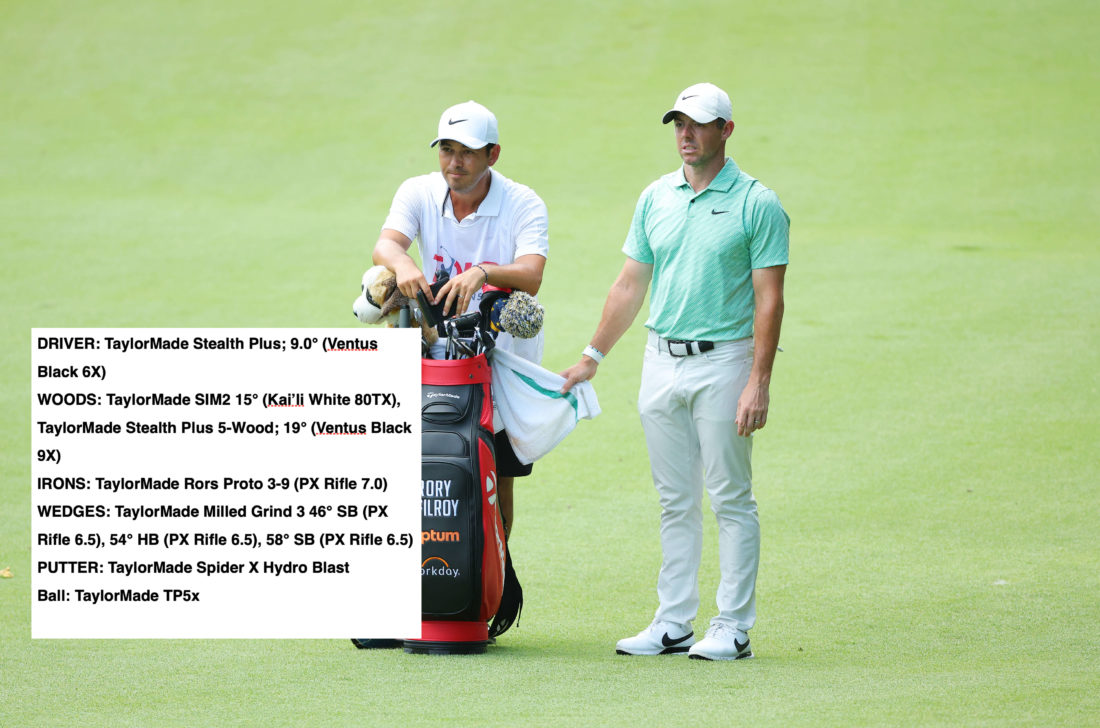 ATLANTA, GEORGIA - AUGUST 28: Rory McIlroy of Northern Ireland talks with his caddie Harry Diamond on the sixth hole during the final round of the TOUR Championship at East Lake Golf Club on August 28, 2022 in Atlanta, Georgia. tour news (Photo by Kevin C. Cox/Getty Images)