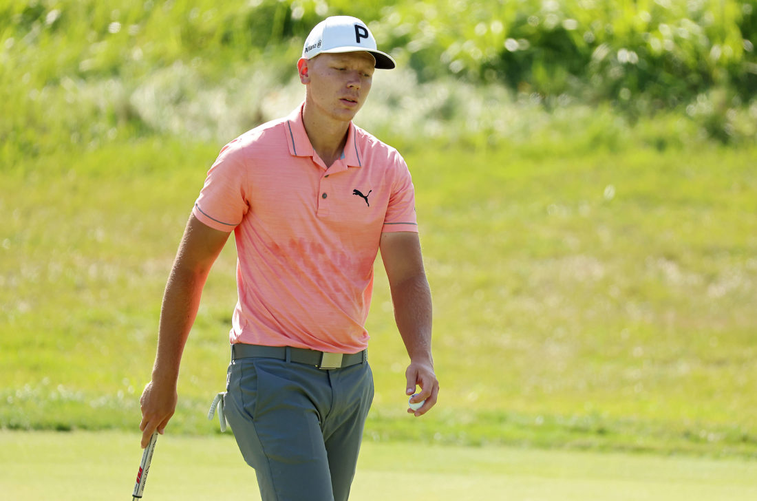 NEWBURGH, INDIANA - SEPTEMBER 01: Matti Schmid of Germany walks off the seventh hole during the first round of the Korn Ferry Tour Championship presented by United Leasing & Finance at Victoria National Golf Club on September 01, 2022 in Newburgh, Indiana. tour news (Photo by Mike Mulholland/Getty Images)