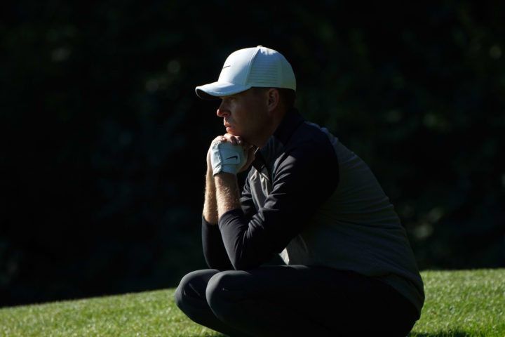 FOLGENSBOURG, FRANCE - SEPTEMBER 22: Alexander Knappe of Germany in action near the 17th green on Day One of the Swiss Challenge 2022 at Golf Saint Apollinaire on September 22, 2022 in Folgensbourg, France. tour news (Photo by Johannes Simon/Getty Images)