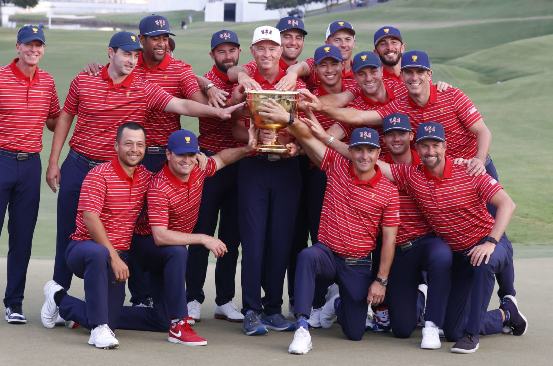 CHARLOTTE, NC - SEPTEMBER 25: USA Presidents Cup Team does a team photo after winning the 2022 Presidents Cup on September 25, 2022 at Quail Hollow Club in Charlotte, North Carolina. (Photo by Brian Spurlock/Icon Sportswire via Getty Images) tour news