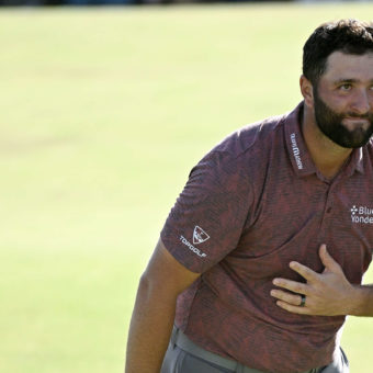 Jon Rahm of Spain bows to fans on the 18th green after winning on Day Four of the acciona Open de Espana presented by Madrid at Club de Campo Villa de Madrid on October 09, 2022 in Madrid, Spain. tour news (Photo by Stuart Franklin/Getty Images)