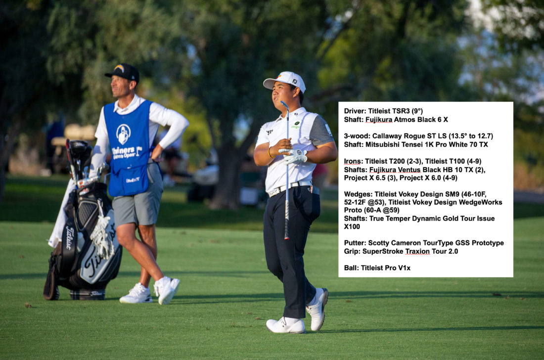 LAS VEGAS, NV - OCTOBER 09: Tom Kim with a fairway shot on the eighteenth hole during the final round of the Shriners Children's Open on October 9, 2022, at TPC Summerlin in Las Vegas, NV. tour news (Photo by Matthew Bolt/Icon Sportswire)