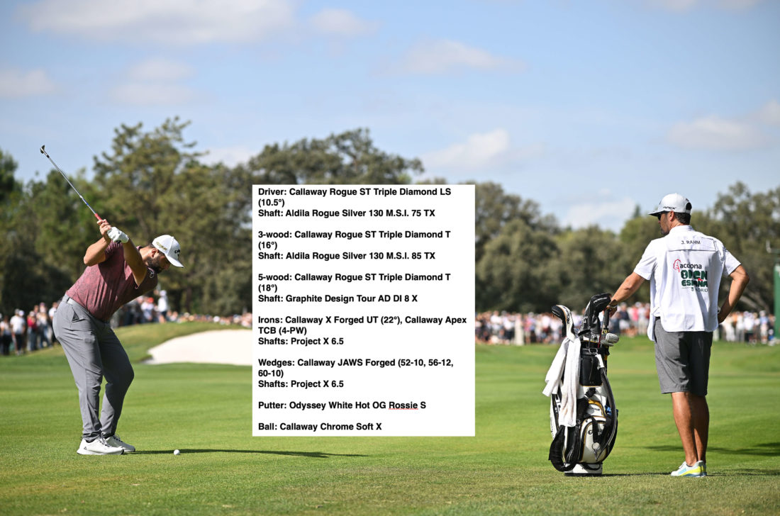 MADRID, SPAIN - OCTOBER 09: Jon Rahm of Spain hits his second shot on the second hole first hole during Day Four of the acciona Open de Espana presented by Madrid at Club de Campo Villa de Madrid on October 09, 2022 in Madrid, Spain. tour news (Photo by Stuart Franklin/Getty Images)