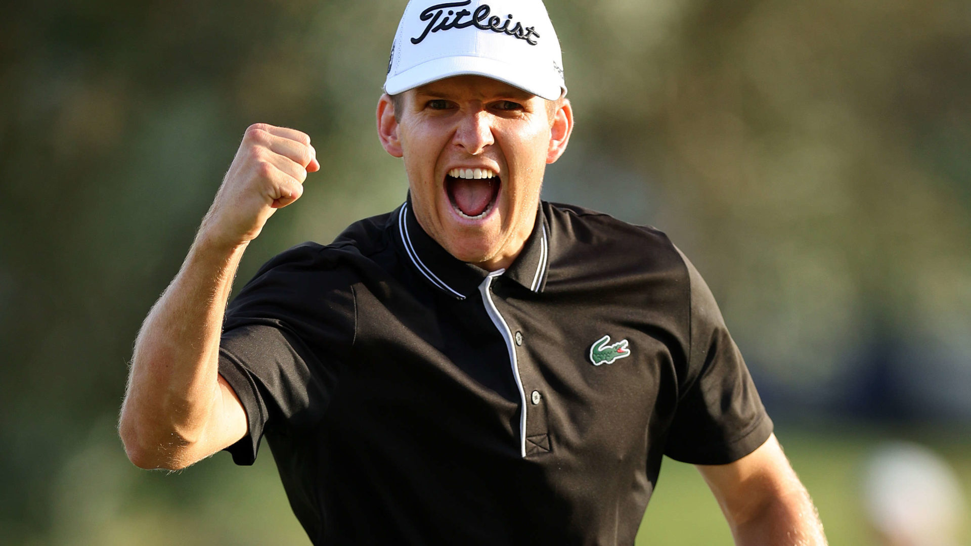 PALMA DE MALLORCA, SPAIN - OCTOBER 23: Yannik Paul of Germany celebrates after making a birdie on the 18th green to win the Mallorca Golf Open at Son Muntaner Golf Club on October 23, 2022 in Palma de Mallorca, Spain. (Photo by Andrew Redington/Getty Images)