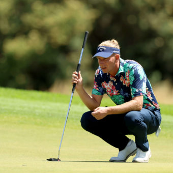 JOHANNESBURG, SOUTH AFRICA - NOVEMBER 27: Marcel Siem of Germany line up a putt o the ninth green during the final round of the Joburg Open at Houghton GC on November 27, 2022 in Johannesburg, South Africa. tour news (Photo by Luke Walker/Getty Images)