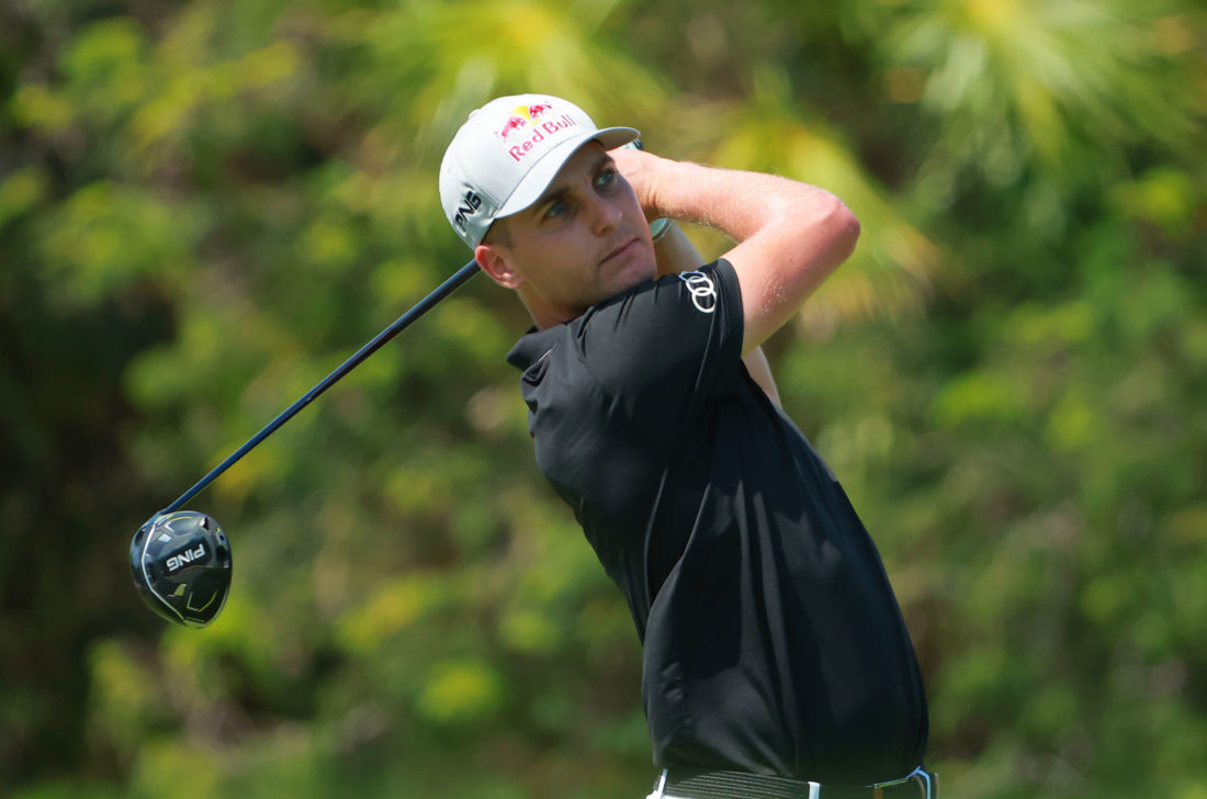 PLAYA DEL CARMEN, MEXICO - NOVEMBER 06: Matthias Schwab of Austria plays his shot from the second tee during the final round of the World Wide Technology Championship at Club de Golf El Camaleon at on November 06, 2022 in Playa del Carmen. tour news (Photo by Hector Vivas/Getty Images)