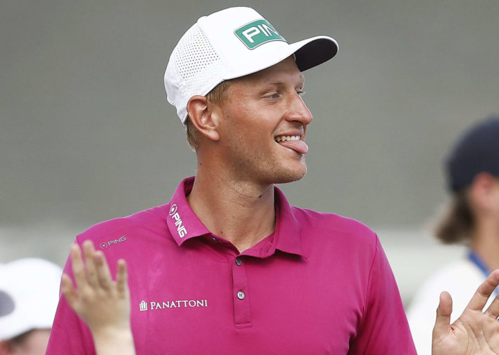 MELBOURNE, AUSTRALIA - DECEMBER 04: Adrian Meronk of Poland celebrates after winning the 2022 ISPS HANDA Australian Open at Victoria Golf Club on December 04, 2022 in Melbourne, Australia tour news . (Photo by Daniel Pockett/Getty Images)