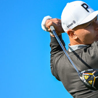 LA QUINTA, CA - tour news JANUARY 22: Matti Schmid (GER) watches his tee shot on 1 during Rd4 of The American Express Golf Tournament at the PGA West Pete Dye Stadium Course on January 22, 2023 in La Quinta, CA. (Photo by Ken Murray/Icon Sportswire)